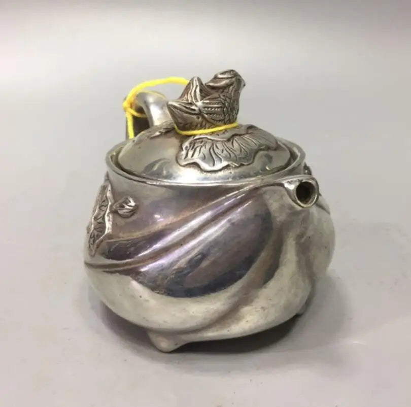 China White copper Mandarin duck teapot crafts statue