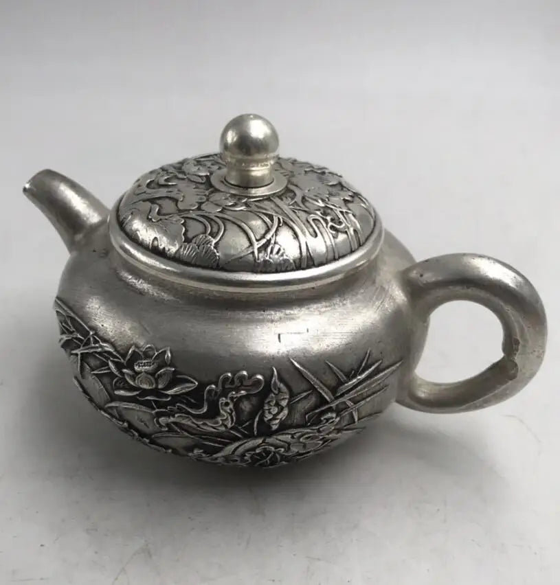 China White copper Mandarin duck teapot crafts statue