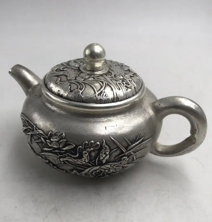 China White copper Mandarin duck teapot crafts statue