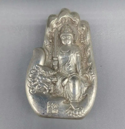 China White copper Manjusri bodhisattva small crafts statue