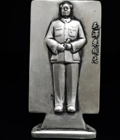 China White copper Mao Zedong Commemorative badge crafts statue