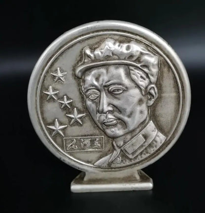 China White copper Mao Zedong commemorate badge crafts statue