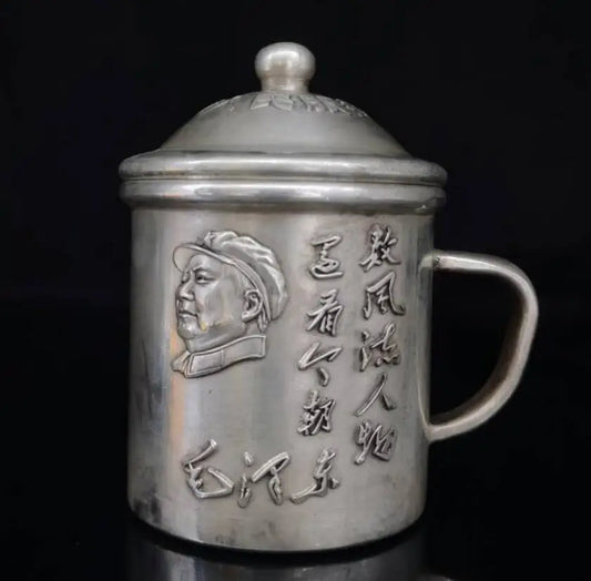 China White copper Mao Zedong cup crafts statue