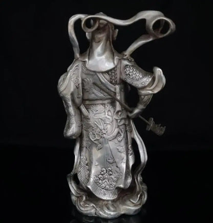 China White copper Martial God of Wealth Guan yu crafts statue