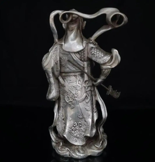 China White copper Martial God of Wealth Guan yu crafts statue