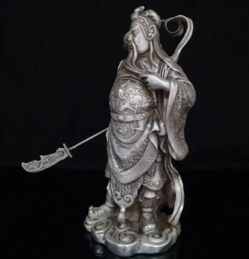 China White copper Martial God of Wealth Guan yu crafts statue
