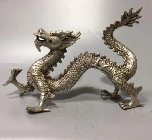 China White copper Myth Beast dragon crafts statue