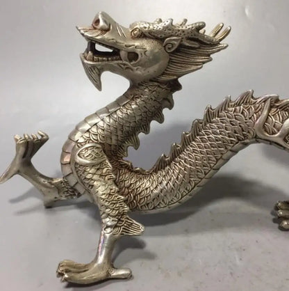 China White copper Myth Beast dragon crafts statue