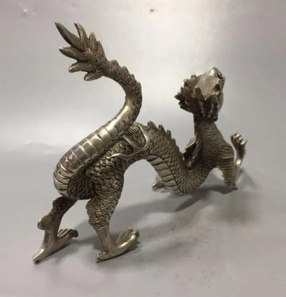 China White copper Myth Beast dragon crafts statue