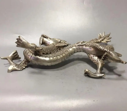 China White copper Myth Beast dragon crafts statue