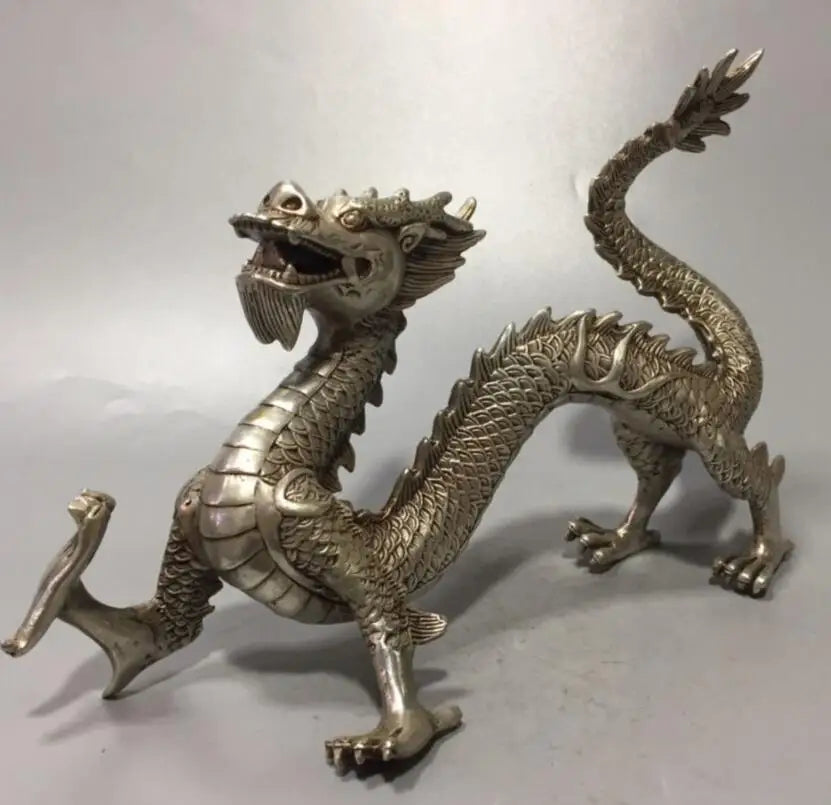 China White copper Myth Beast dragon crafts statue