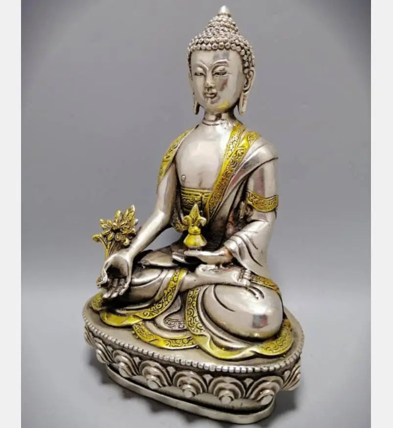 China White copper Sakyamuni Pharmacist Buddha crafts statue