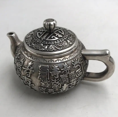 China White copper Shou word teapot crafts statue
