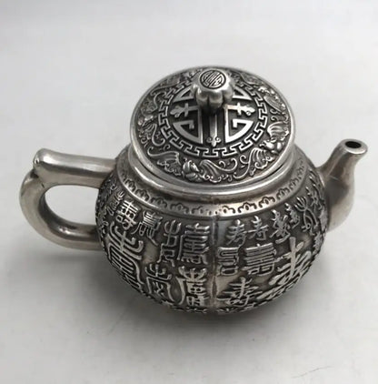 China White copper Shou word teapot crafts statue