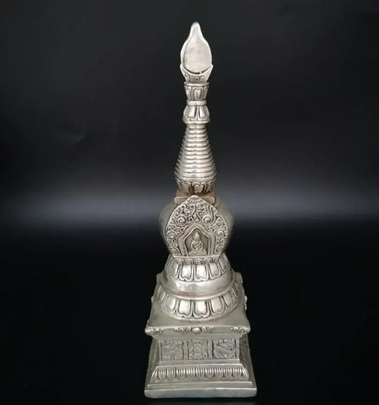 China White copper Tibetan Buddhism tower crafts statue