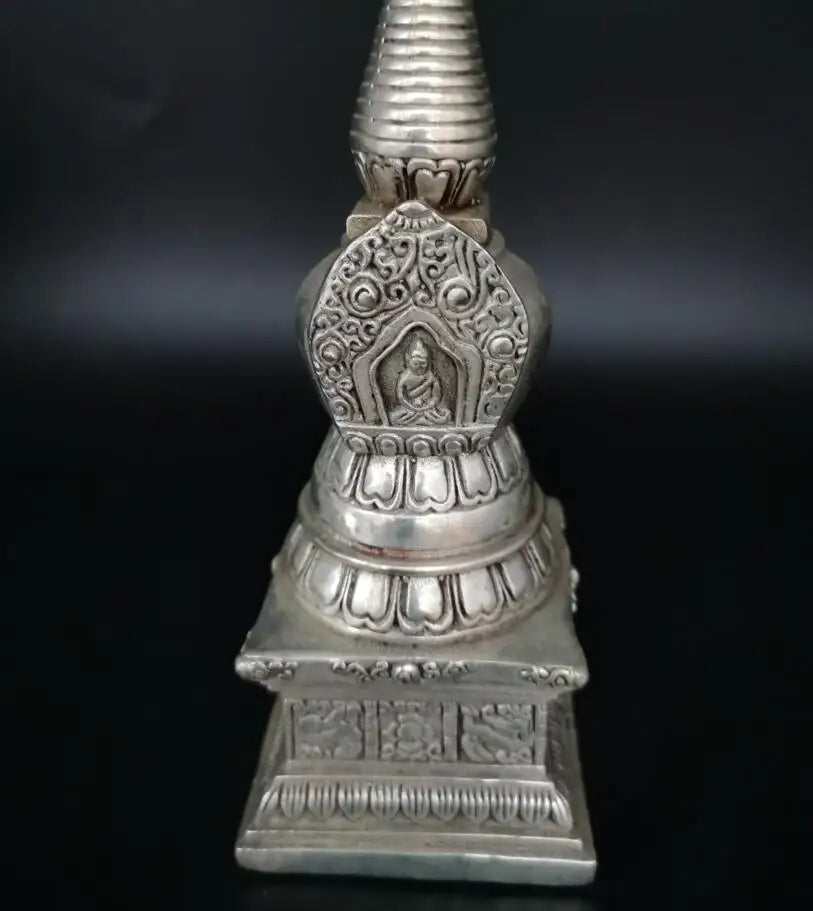 China White copper Tibetan Buddhism tower crafts statue