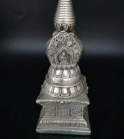 China White copper Tibetan Buddhism tower crafts statue