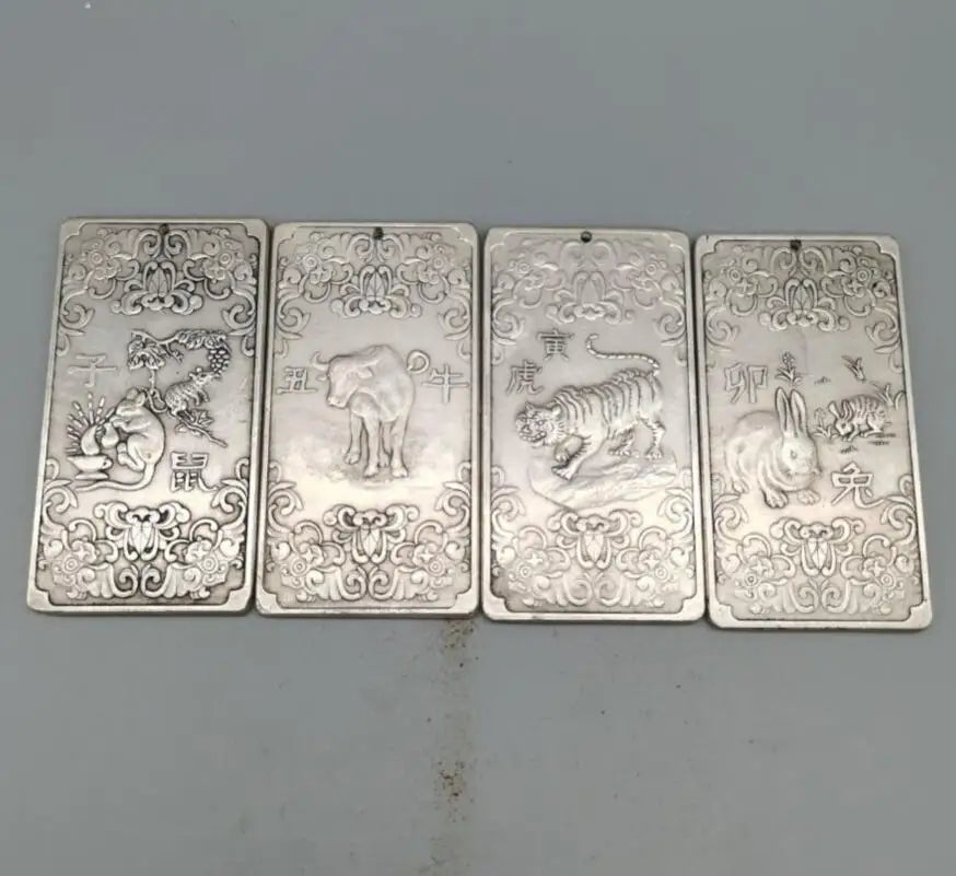 China White copper Twelve zodiac statue amulet Pendant