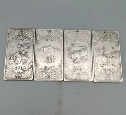 China White copper Twelve zodiac statue amulet Pendant