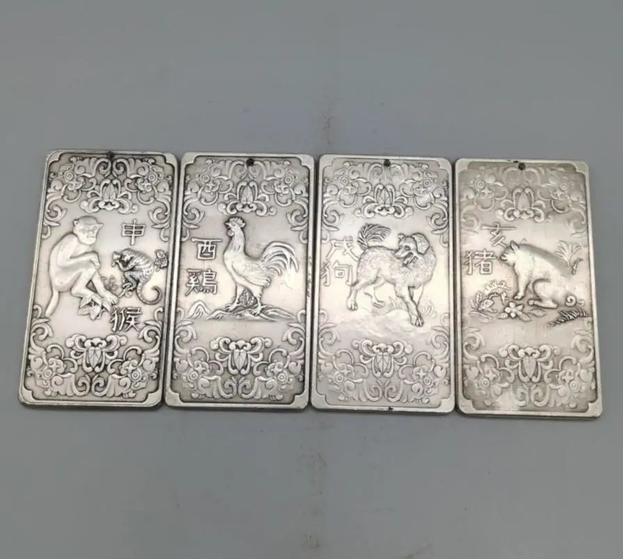 China White copper Twelve zodiac statue amulet Pendant