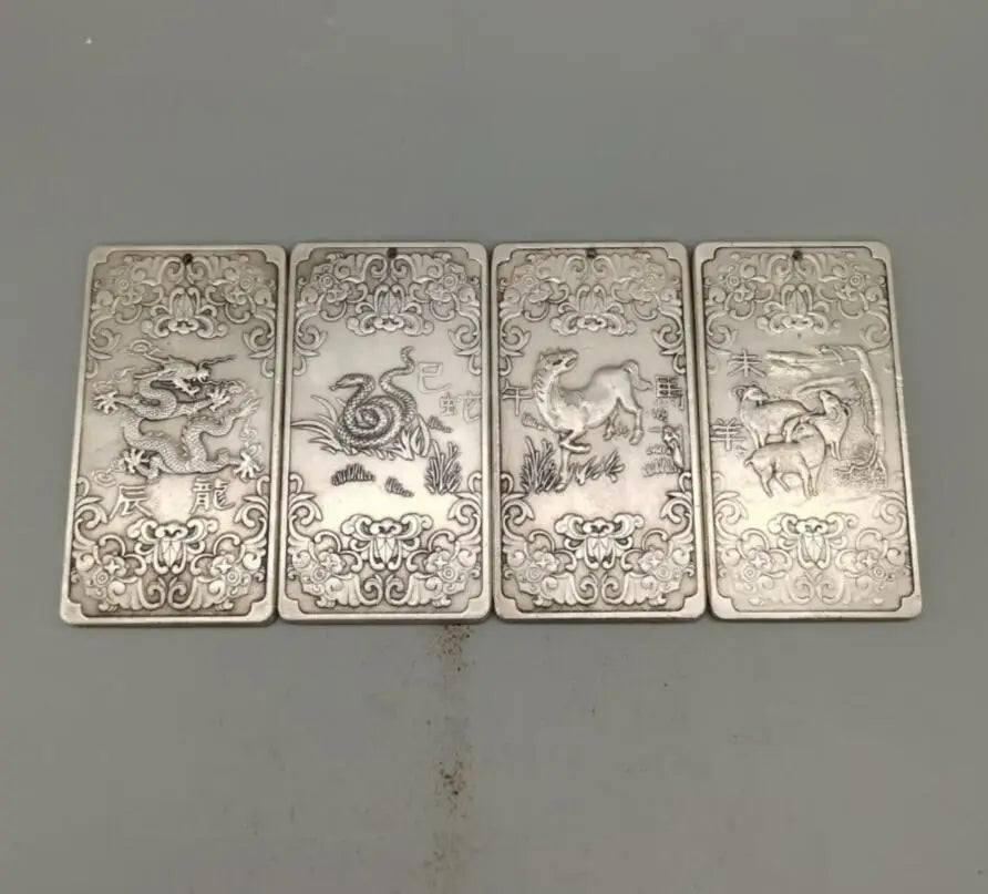 China White copper Twelve zodiac statue amulet Pendant