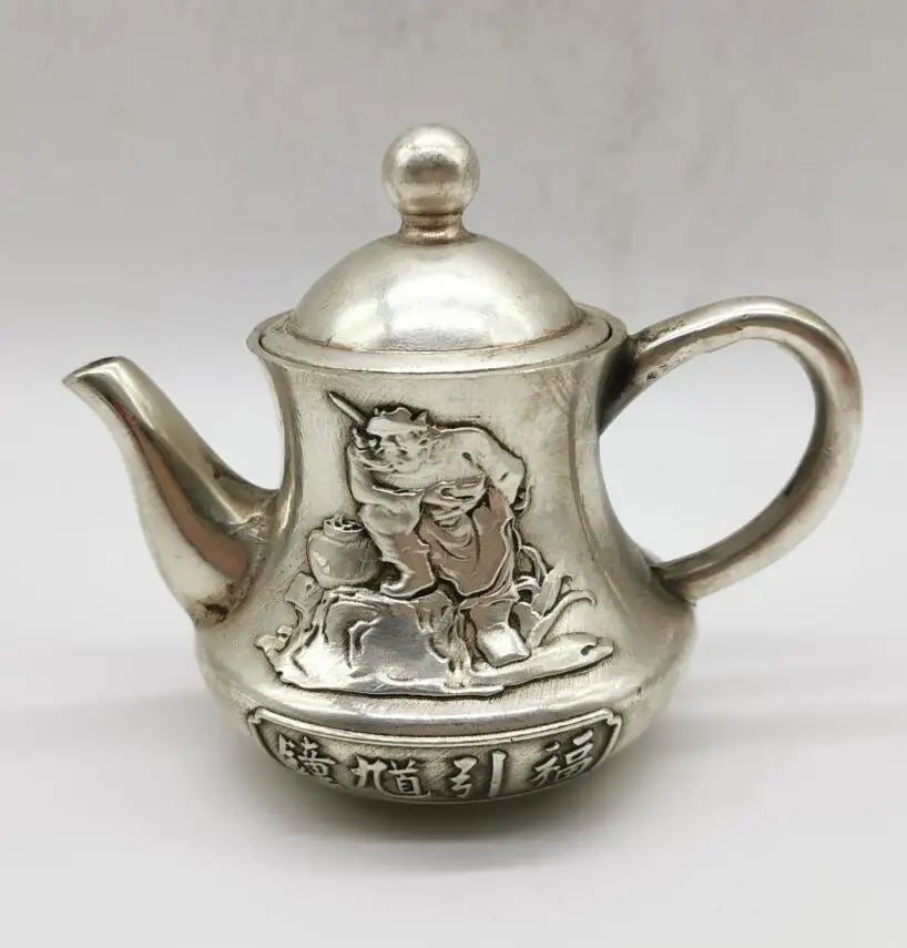 China White copper Zhong Kui teapot crafts statue