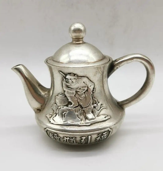 China White copper Zhong Kui teapot crafts statue