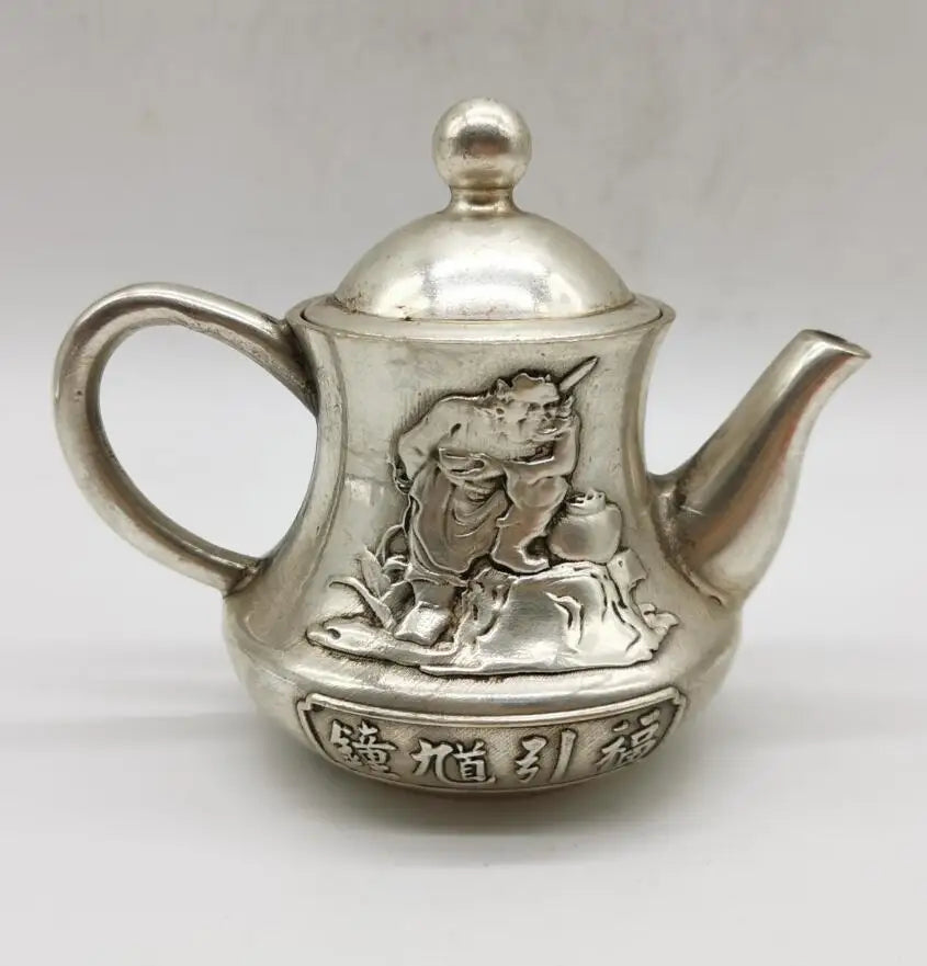 China White copper Zhong Kui teapot crafts statue