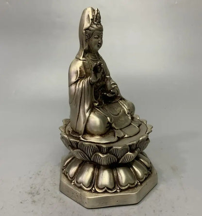 China White copper archaize Guanyin bodhisattva crafts statue