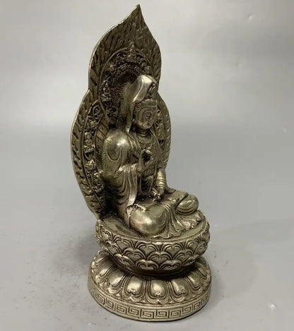 China White copper archaize Guanyin bodhisattva crafts statue