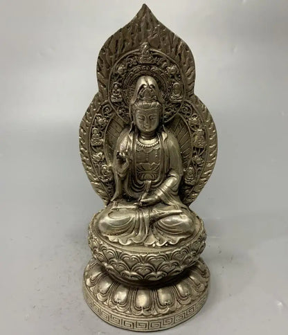 China White copper archaize Guanyin bodhisattva crafts statue