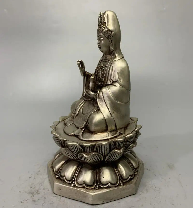 China White copper archaize Guanyin bodhisattva crafts statue