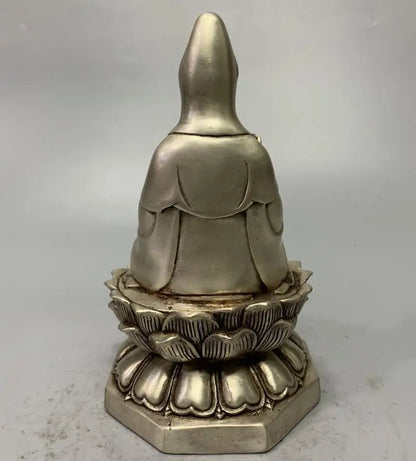 China White copper archaize Guanyin bodhisattva crafts statue