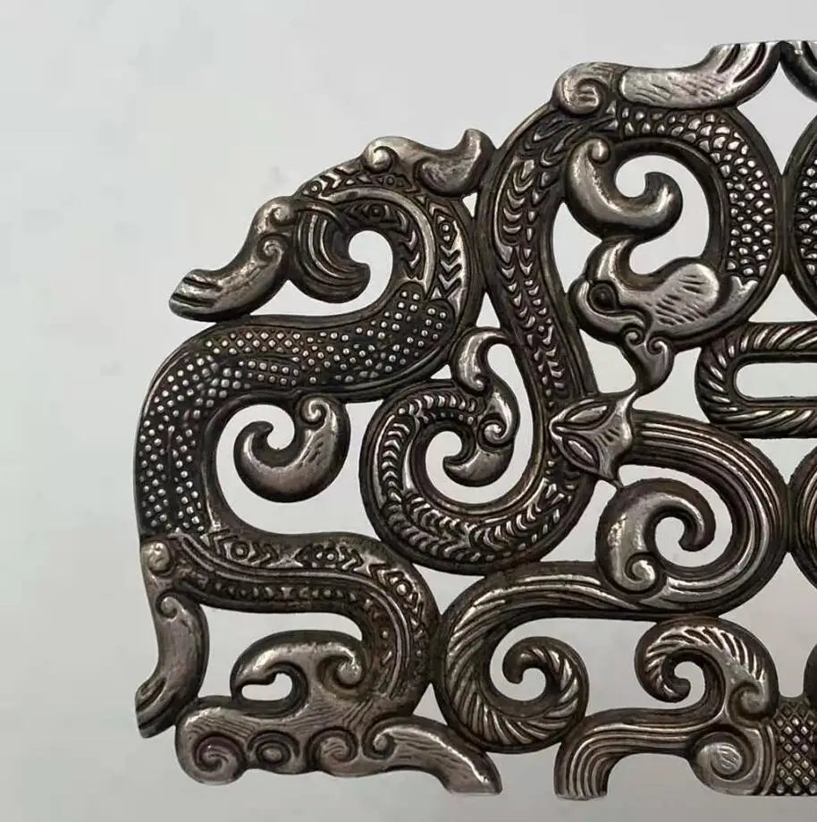 China White copper archaize Hollow out dragon crafts statue
