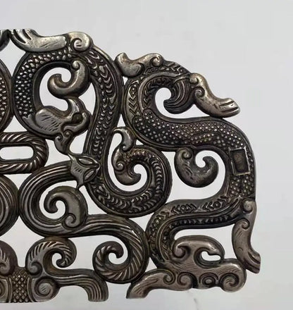 China White copper archaize Hollow out dragon crafts statue