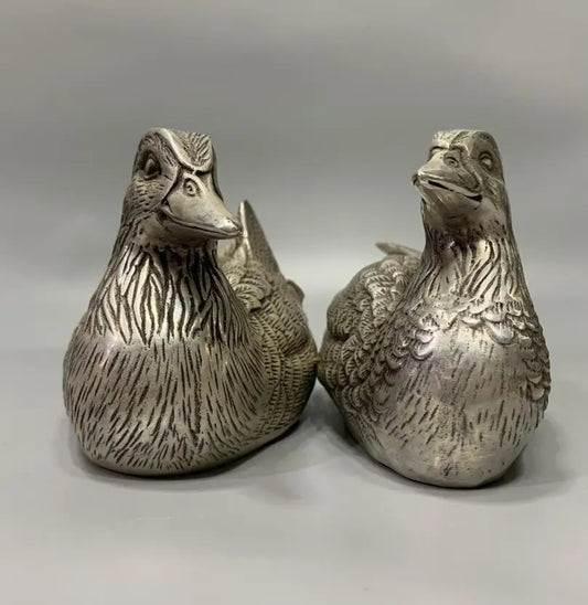 China White copper archaize Mandarin duck crafts statue A pair