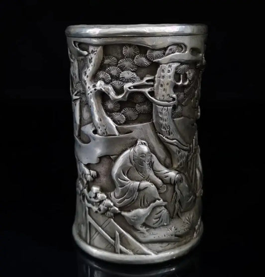 China White copper archaize Pen holder crafts statue