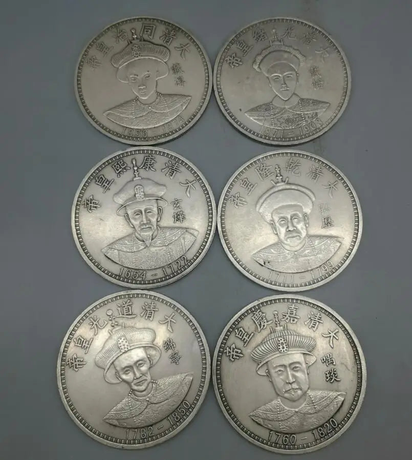 China White copper archaize The twelve emperors Commemorative coins crafts statue A set