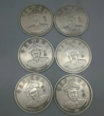 China White copper archaize The twelve emperors Commemorative coins crafts statue A set