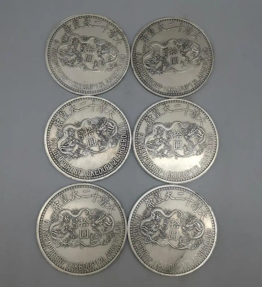China White copper archaize The twelve emperors Commemorative coins crafts statue A set