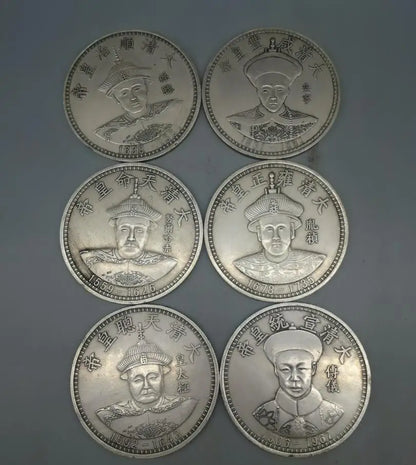 China White copper archaize The twelve emperors Commemorative coins crafts statue A set