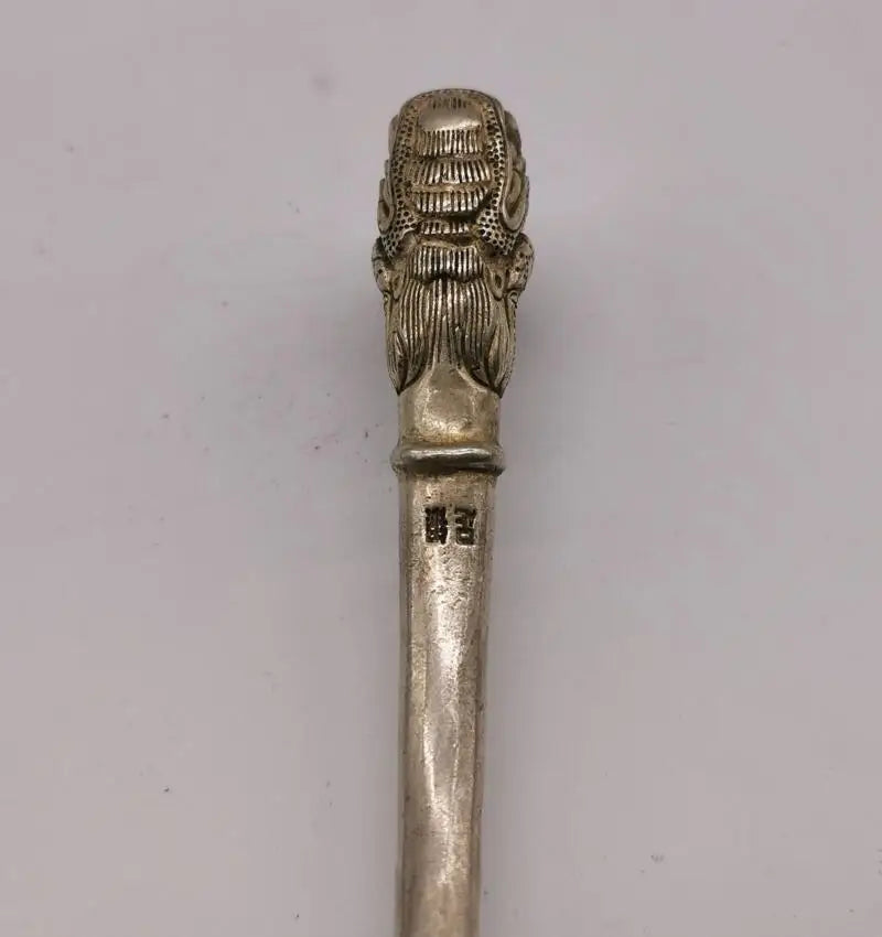 China White copper archaize dragon head pipe Small crafts statue