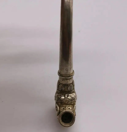 China White copper archaize dragon head pipe Small crafts statue