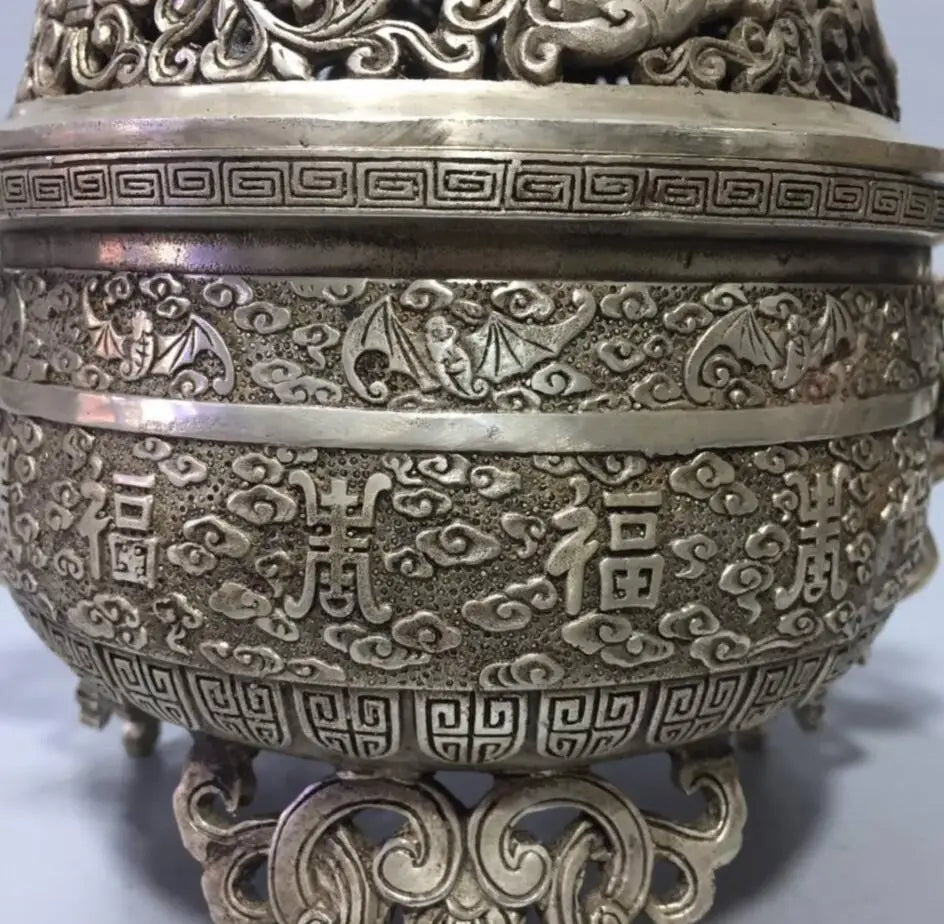 China White copper archaize dragon incense burner crafts statue