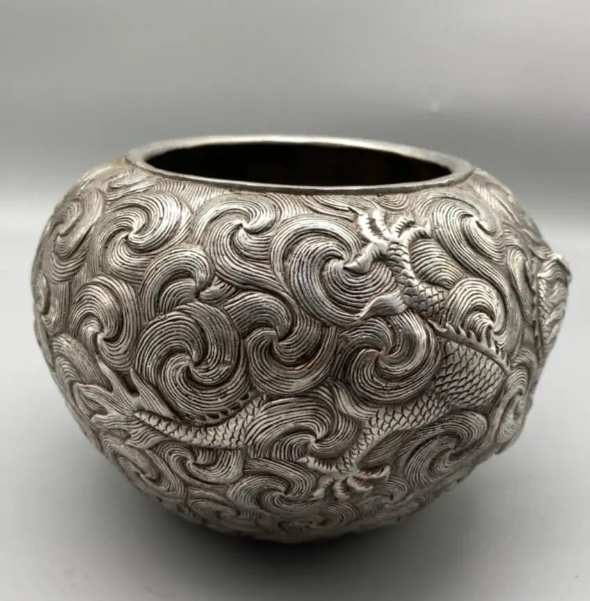 China White copper archaize dragon tank crafts statue