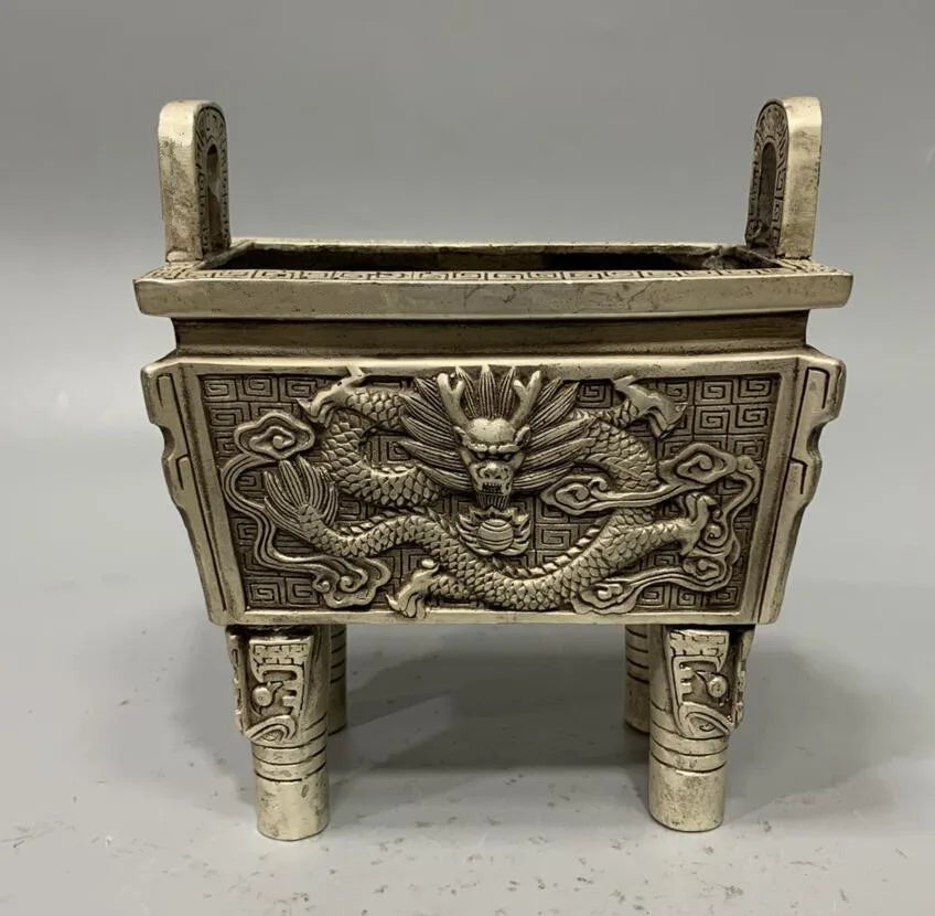 China White copper archaize dragon tripod crafts statue