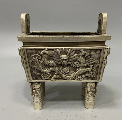 China White copper archaize dragon tripod crafts statue