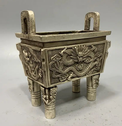 China White copper archaize dragon tripod crafts statue