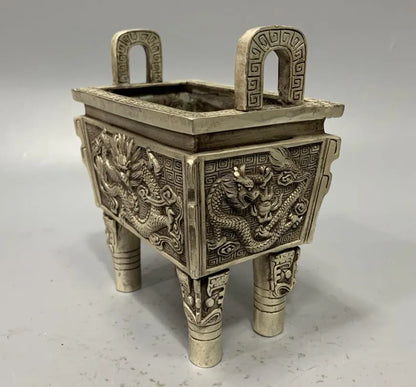 China White copper archaize dragon tripod crafts statue
