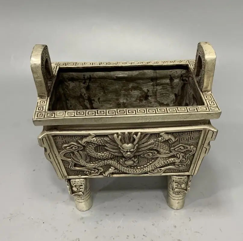 China White copper archaize dragon tripod crafts statue
